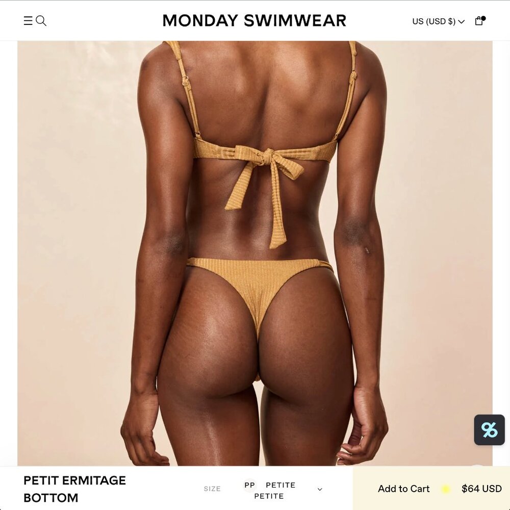 ✨ NWT Monday Swimwear Antique Gold Bikini Bottom — Petite Petite ✨